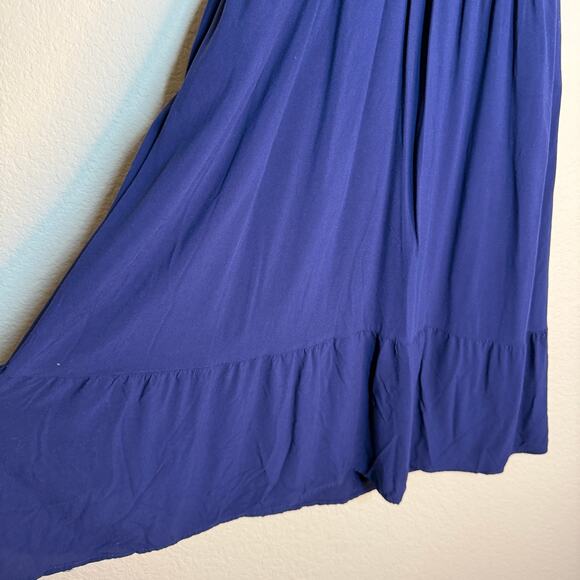 Merokeety Midi Dress Womens XL Blue Smocked Pullover Casual Boho Preppy Nautical - Picture 7 of 10